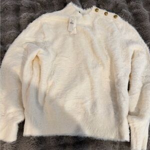 Banana Republic Cream Sweater with Gold Buttons